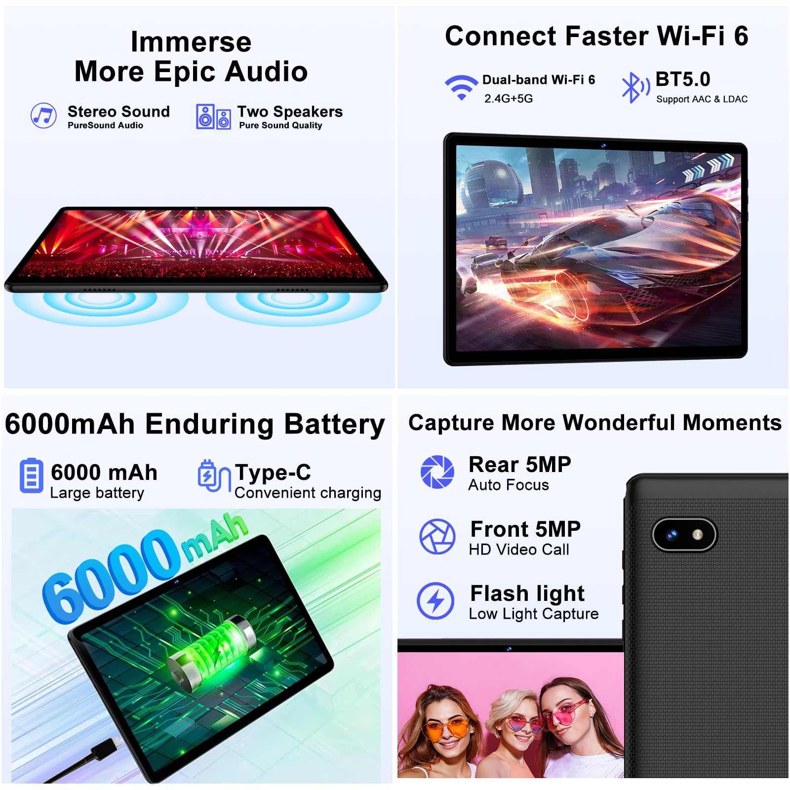タブレット 4GB RAM 128GB ROM (Android 14) Android 14 Tablet, 22GB RAM 128GB ROM 1TB Expansion, 10.1
